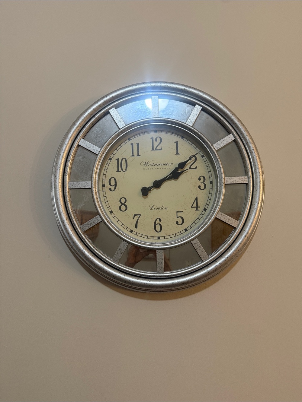 Silver Wall Clock - Vintage Style
